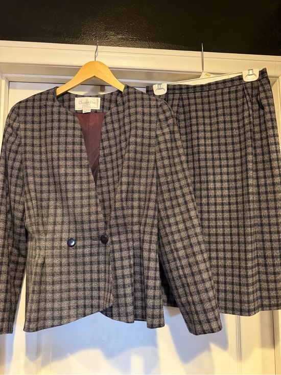 Dior Other - Vintage Christian Dior The Suit Women's Gray Plaid Suit Jacket & Pencil Skirt